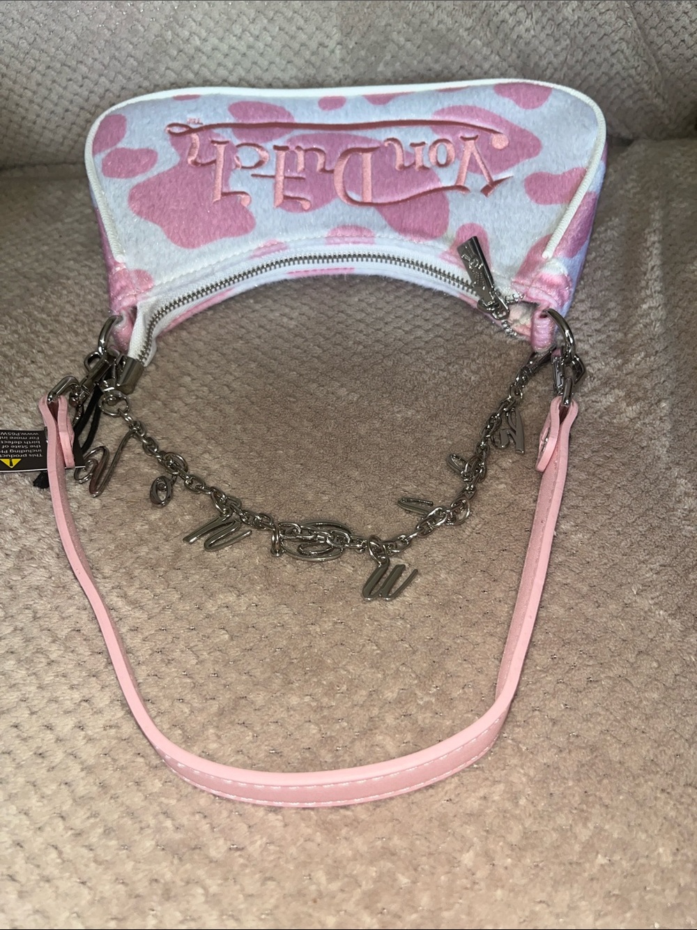Von Dutch Pink & White Cowprint Mini Shoulder Bag New Without Tags - Picture 7 of 10
